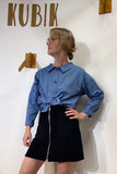 Kubik blouse linen blue