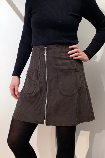 Kubik corduroy zip skirt