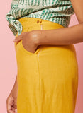 Palava Josephine Mustard Plain Linen Trousers