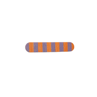 The Törmi Viiru hair clip by BUTIK KUBIK showcases stylish alternating orange and purple vertical stripes on a white background. Crafted from Finnish Birch plywood, it features rounded ends and a horizontal design, blending style with functionality.