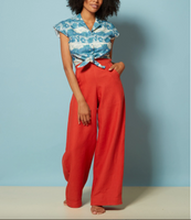 Palava Josephine Coral Plain Linen Trousers