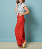 Palava Josephine Coral Plain Linen Trousers