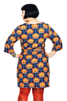 Cissi och Selma dress Doris Retroblom Blåbrun