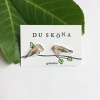 Du sköna bird earrings Gråsiska