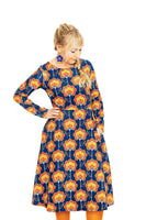 Cissi och Selma dress Kajsa Retroblom Blåbrun