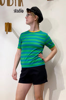 Kubik retro T-shirt green stripes