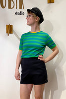 Kubik retro T-shirt green stripes