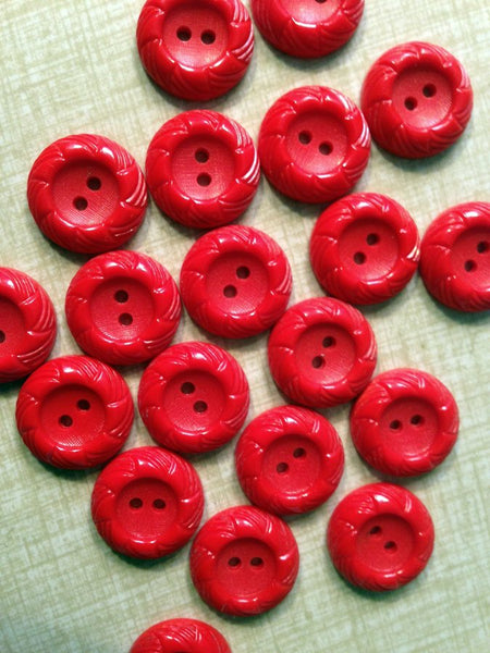 Buttons red retro 20 pieces
